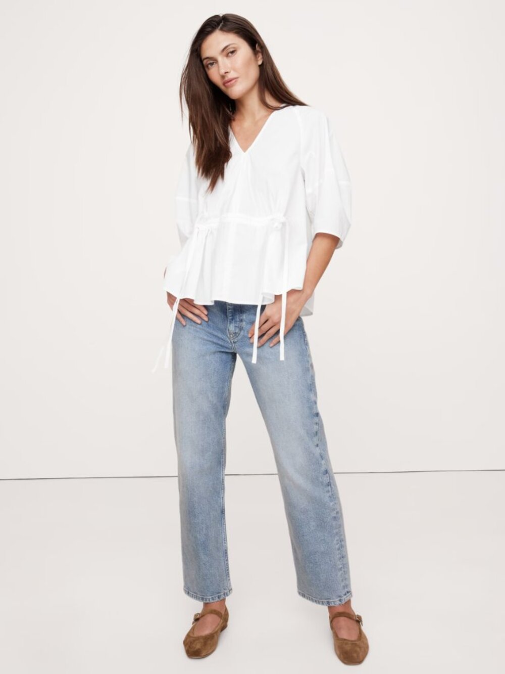 BANANA REPUBLIC Cotton Poplin Cinch Waist Top